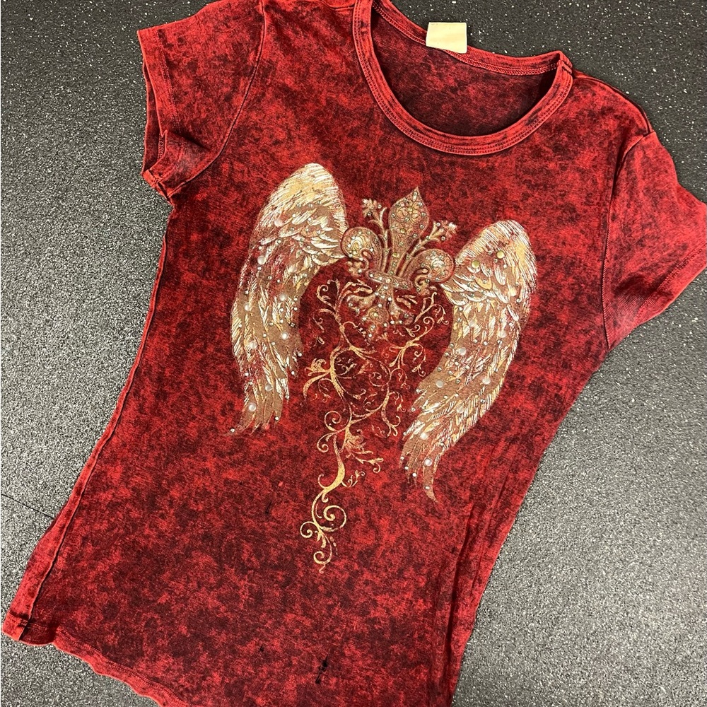 Y2K grunge rhinestone graphic shirt